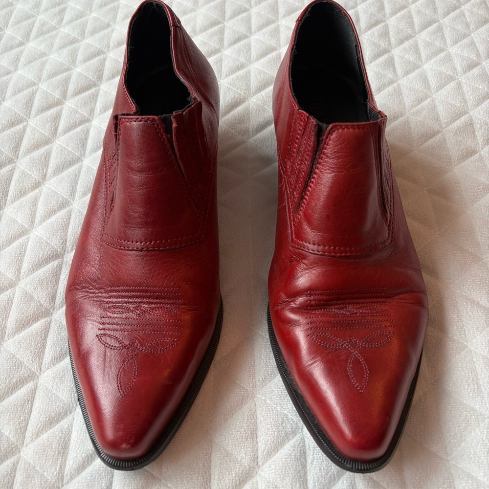 DURANGO Cowgirl Western Boho Ankle Booties Red Leather Slip On Women 9M RO3525 - Picture 4 of 16